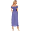 imageFloerns Womens Boho Floral Print Off Shoulder Split Long A Line DressSolid Purple