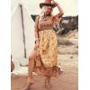 imageFloerns Womens Boho Floral Print Off Shoulder Split Long A Line DressYellow Floral Multi
