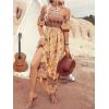 imageFloerns Womens Boho Floral Print Off Shoulder Split Long A Line DressYellow Floral Multi