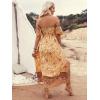 imageFloerns Womens Boho Floral Print Off Shoulder Split Long A Line DressYellow Floral Multi