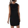 imageFloerns Womens Drawstring Solid Sweatshirt Dress Casual Short Sleeveless Hoodie Mini DressA Black
