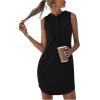 imageFloerns Womens Drawstring Solid Sweatshirt Dress Casual Short Sleeveless Hoodie Mini DressA Black