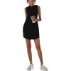 imageFloerns Womens Drawstring Solid Sweatshirt Dress Casual Short Sleeveless Hoodie Mini DressA Black