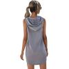 imageFloerns Womens Drawstring Solid Sweatshirt Dress Casual Short Sleeveless Hoodie Mini DressA Grey