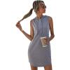 imageFloerns Womens Drawstring Solid Sweatshirt Dress Casual Short Sleeveless Hoodie Mini DressA Grey