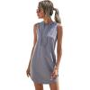 imageFloerns Womens Drawstring Solid Sweatshirt Dress Casual Short Sleeveless Hoodie Mini DressA Grey