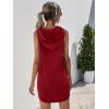 imageFloerns Womens Drawstring Solid Sweatshirt Dress Casual Short Sleeveless Hoodie Mini DressBurgundy