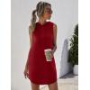 imageFloerns Womens Drawstring Solid Sweatshirt Dress Casual Short Sleeveless Hoodie Mini DressBurgundy