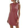 imageFloerns Womens Drawstring Solid Sweatshirt Dress Casual Short Sleeveless Hoodie Mini DressDusty Pink