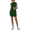 imageFloerns Womens Drawstring Solid Sweatshirt Dress Casual Short Sleeveless Hoodie Mini DressGreen Solid