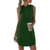 imageFloerns Womens Drawstring Solid Sweatshirt Dress Casual Short Sleeveless Hoodie Mini DressGreen Solid