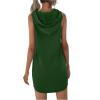 imageFloerns Womens Drawstring Solid Sweatshirt Dress Casual Short Sleeveless Hoodie Mini DressGreen Solid