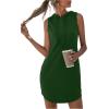 imageFloerns Womens Drawstring Solid Sweatshirt Dress Casual Short Sleeveless Hoodie Mini DressGreen Solid