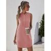 imageFloerns Womens Drawstring Solid Sweatshirt Dress Casual Short Sleeveless Hoodie Mini DressPale Pink
