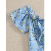 imageFloerns Womens Frill Tie Front Ditsy Floral Short Sleeve A Line DressBlue Floral