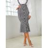 imageFloerns Womens High Waist Button Design Plaid Print Suspender Pinafore Midi DressBlack and White