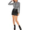 imageFloerns Womens Long Sleeve Mock Neck Slim Snakeskin TShirt TopsA Multi Gray