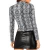 imageFloerns Womens Long Sleeve Mock Neck Slim Snakeskin TShirt TopsA Multi Gray