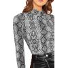 imageFloerns Womens Long Sleeve Mock Neck Slim Snakeskin TShirt TopsA Multi Gray