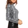 imageFloerns Womens Long Sleeve Mock Neck Slim Snakeskin TShirt TopsA Multi Gray