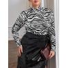 imageFloerns Womens Long Sleeve Mock Neck Slim Snakeskin TShirt TopsBlack Zebra Striped