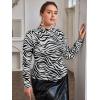 imageFloerns Womens Long Sleeve Mock Neck Slim Snakeskin TShirt TopsBlack Zebra Striped