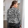 imageFloerns Womens Long Sleeve Mock Neck Slim Snakeskin TShirt TopsBlack Zebra Striped