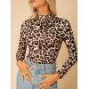imageFloerns Womens Long Sleeve Mock Neck Slim Snakeskin TShirt TopsBrown Beige