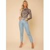 imageFloerns Womens Long Sleeve Mock Neck Slim Snakeskin TShirt TopsBrown Beige