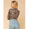imageFloerns Womens Long Sleeve Mock Neck Slim Snakeskin TShirt TopsBrown Beige