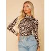 imageFloerns Womens Long Sleeve Mock Neck Slim Snakeskin TShirt TopsBrown Beige