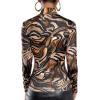 imageFloerns Womens Long Sleeve Mock Neck Slim Snakeskin TShirt TopsBrown Marbled