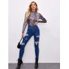 imageFloerns Womens Long Sleeve Mock Neck Slim Snakeskin TShirt TopsDark Black