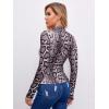 imageFloerns Womens Long Sleeve Mock Neck Slim Snakeskin TShirt TopsDark Black