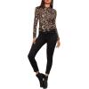 imageFloerns Womens Long Sleeve Mock Neck Slim Snakeskin TShirt TopsLeopard