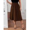 imageFloerns Womens Plus Size Ditsy Floral Flared Midi Skirt Polka Dots Pleated SkirtsCoffee Brown