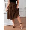 imageFloerns Womens Plus Size Ditsy Floral Flared Midi Skirt Polka Dots Pleated SkirtsCoffee Brown