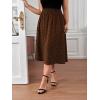 imageFloerns Womens Plus Size Ditsy Floral Flared Midi Skirt Polka Dots Pleated SkirtsCoffee Brown