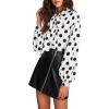 imageFloerns Womens Printed Bow Tied Neck Lantern Long Sleeve Workwear Shirts BlouseA White Polka Dot