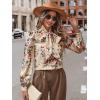 imageFloerns Womens Printed Bow Tied Neck Lantern Long Sleeve Workwear Shirts BlouseApricot Flower