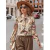 imageFloerns Womens Printed Bow Tied Neck Lantern Long Sleeve Workwear Shirts BlouseApricot Flower