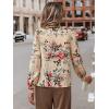 imageFloerns Womens Printed Bow Tied Neck Lantern Long Sleeve Workwear Shirts BlouseApricot Flower