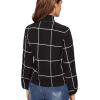 imageFloerns Womens Printed Bow Tied Neck Lantern Long Sleeve Workwear Shirts BlouseBlack Plaid