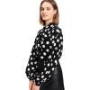 imageFloerns Womens Printed Bow Tied Neck Lantern Long Sleeve Workwear Shirts BlouseBlack Polka Dot