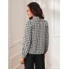 imageFloerns Womens Printed Bow Tied Neck Lantern Long Sleeve Workwear Shirts BlouseBlack White Houndstooth