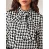 imageFloerns Womens Printed Bow Tied Neck Lantern Long Sleeve Workwear Shirts BlouseBlack White Houndstooth