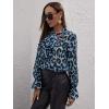 imageFloerns Womens Printed Bow Tied Neck Lantern Long Sleeve Workwear Shirts BlouseBlue Leopard
