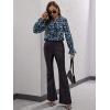 imageFloerns Womens Printed Bow Tied Neck Lantern Long Sleeve Workwear Shirts BlouseBlue Leopard