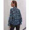 imageFloerns Womens Printed Bow Tied Neck Lantern Long Sleeve Workwear Shirts BlouseBlue Leopard
