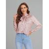imageFloerns Womens Printed Bow Tied Neck Lantern Long Sleeve Workwear Shirts BlouseNew Pink Dot